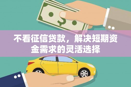 中方不看征信贷款，解决短期资金需求的灵活选择