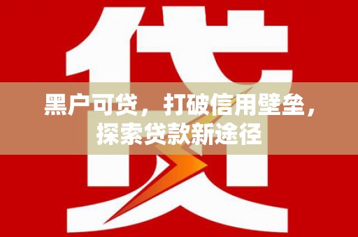 中方黑户可贷，打破信用壁垒，探索贷款新途径