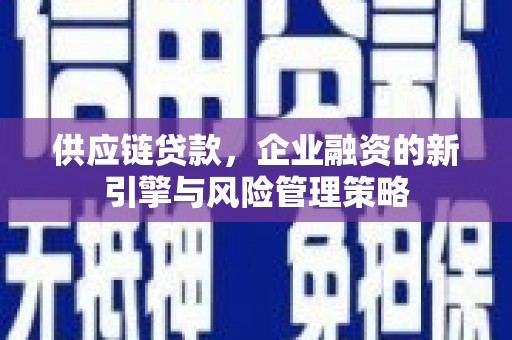 中方供应链贷款，企业融资的新引擎与风险管理策略