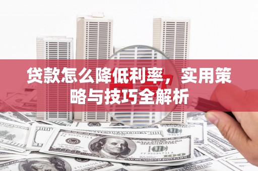 中方贷款怎么降低利率，实用策略与技巧全解析