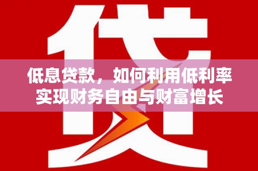中方低息贷款，如何利用低利率实现财务自由与财富增长